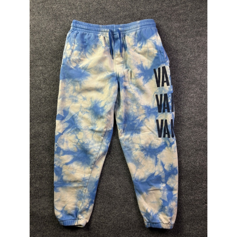 Vans Sweatpants Mens Medium Blue Tie Dye Relaxed Fit Joggers Graphic Logo